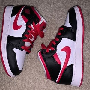 Air Jordan 1s, Size: 5, hot pink/ black and white, hot pink shoe strings.